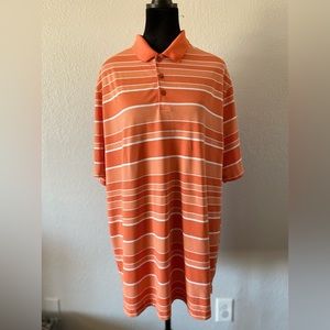 Nike Golf Tour Performance Polo Shirt Dri-Fit Orange Striped MENS SIZE XL